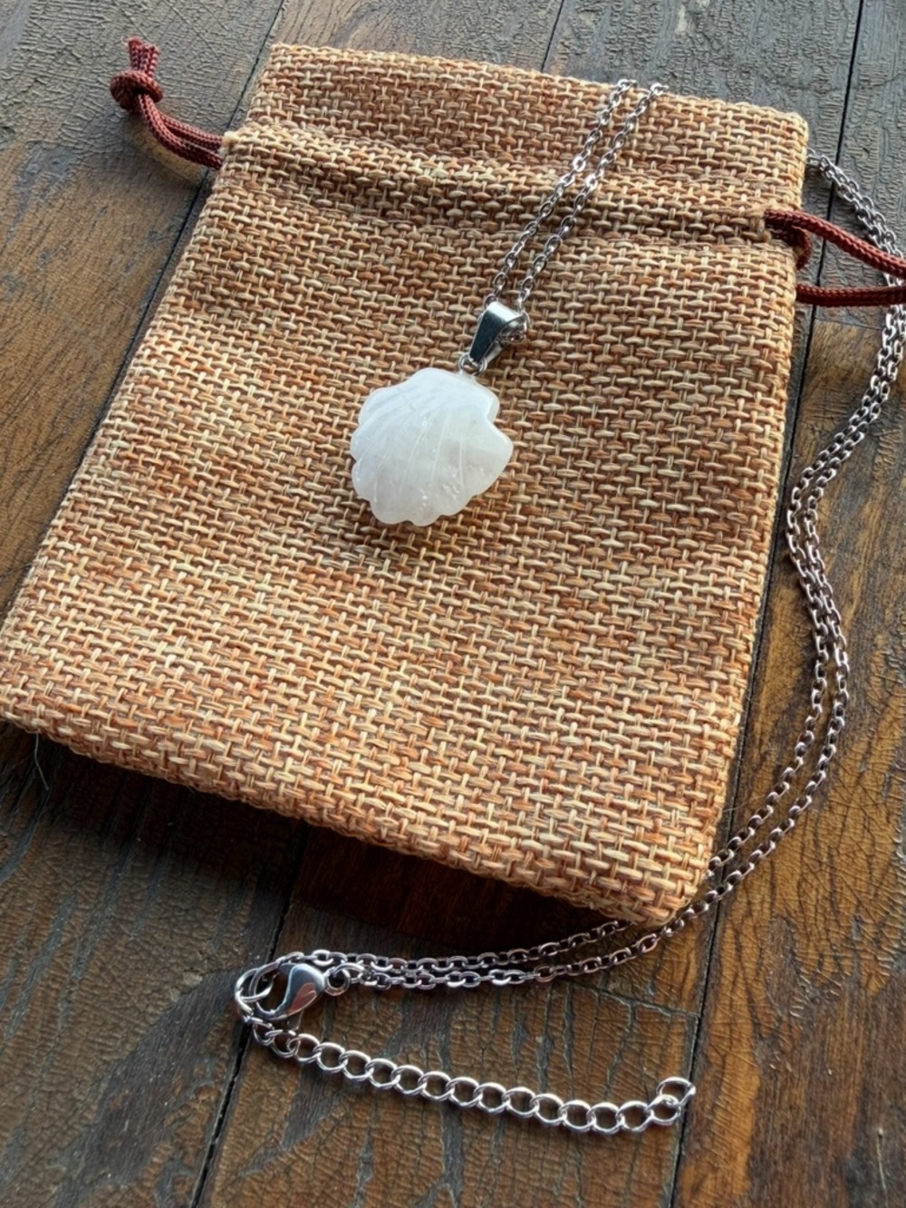 Clear Quartz Shell Necklace Clear Quartz Pendant Crystal Necklace Shell Necklace